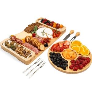 NIB Bambüsi Collection Charcuterie Board + Utensils Cheese Board & Serving Tray